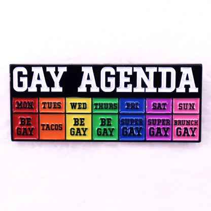 Rainbow LGBT Encourage Letters Metal Enamel Badge Gay Lesbian Asexual Transgender Adaptive Lapel Pin Jewelry Gifts Accessories