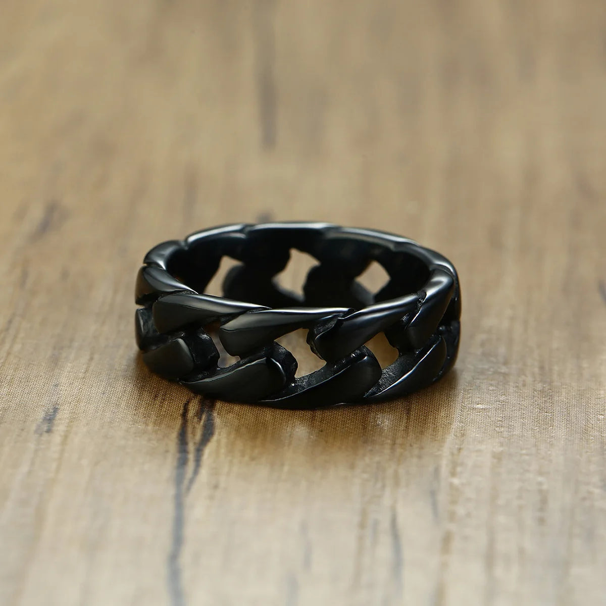 Man Stainless Steel Ring  Bands Hollow Hard Curb Link Chain Biker Ring  Father Boyfriend Valentine's Day Gift