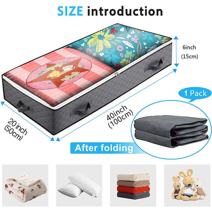 90L Large Underbed Storage Bag: Zipper Organizer for Clothes, Duvets, Blankets, and Quilts, Non-Woven Material