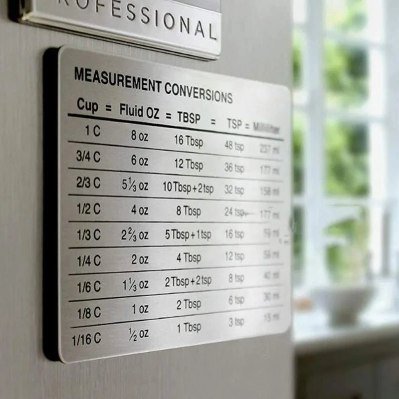 Measurement Conversion Chart Refrigerator Magnetic