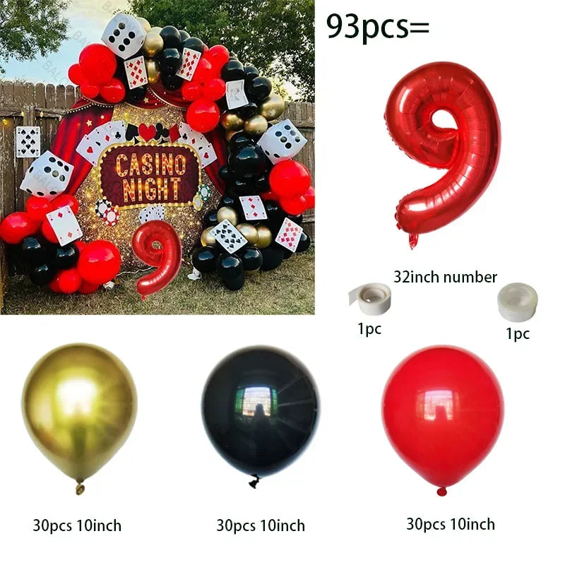 93pcs Cube Balloons Dice Playing Cards Foil Ballon Casino Theme Party Adult Birthday Decor Las Vegas Party Poker Theme Party