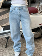 Men'S Vintage Washed Blue Loose Fit Jeans - Casual Straight Leg Denim Pants with Zipper Fly, All-Season Comfort, Mid Waist, Casu