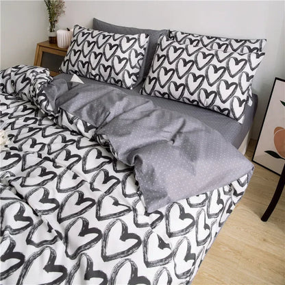 2/3 pcs Cartoon Print Duvet Cover Bedding Set With Pillowcase Cute Beautiful Comfortable for Bedroom Single Double Size No Sheet