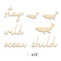Stay Wild Ocean Child Sign Wooden Wall Stickers Coastal Room Wall Stickers Wood Phrase and Fish Pattern Decor Room Wall Decor