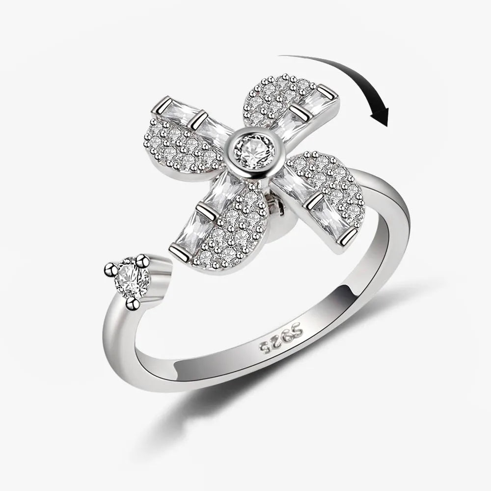 Fidget Spinner Ring Anxiety for Women Multiple Crystal Flower Eye Butterfly Animal Ring Rotate Anti Stress Wedding Jewerly