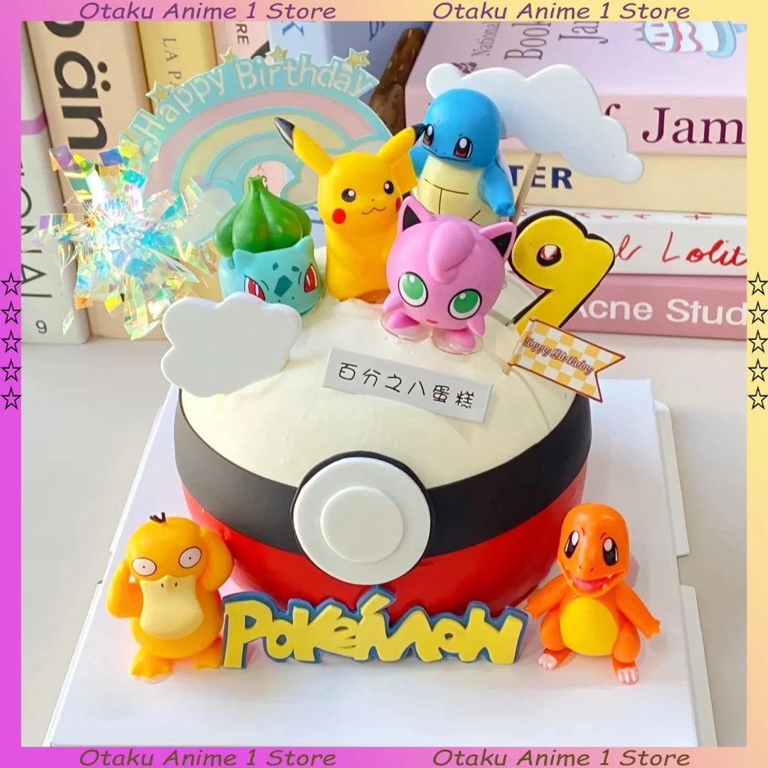 13‑Piece Pikachu Cake Topper Set – Cute Vinyl Anime Figures for Birthday Cake Decoration