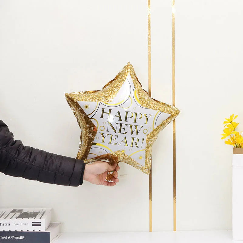 2026 New Year Foil Ballons Happy New Year Letter Banner Garland Party Decorations New Year Wine Bottle Star Round Photo Props