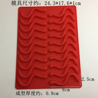 20 Holes DIY Silicone Gummy Snake Worms Chocolate Mold Sugar Candy Jelly Molds Ice Tube Tray Mold Cake Decorating Tools