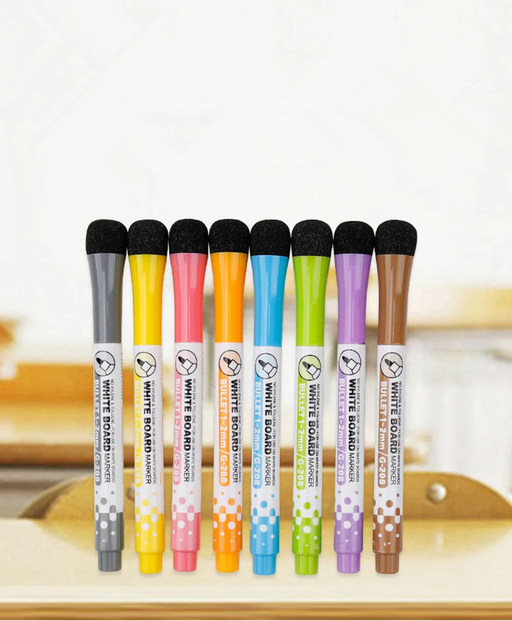 8Pcs Magnetic Erasable Whiteboard Marker Colors Set