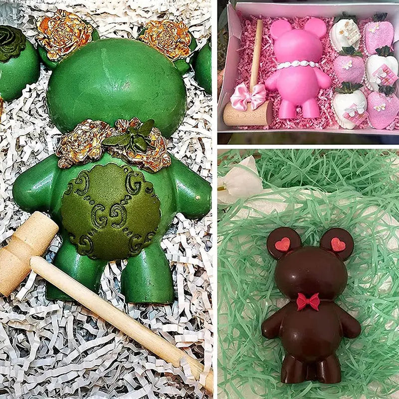 1PC 3D Surprise Bear Chocolate Silicone Mold DIY Mousse Cake Mould For Cake Decorating Tools