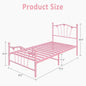 Twin Size Heart‑Shaped Metal Bed Frame – Platform Bed with Headboard & Footboard