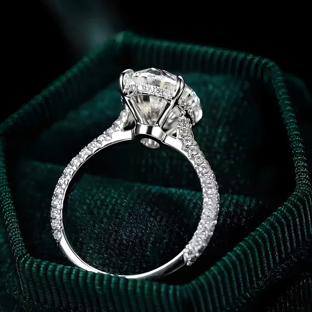Moissanite Ring 925 Sterling Silver Diamond Eternity Band Engagement Wedding Rings for Women Luxury Quality Jewelry