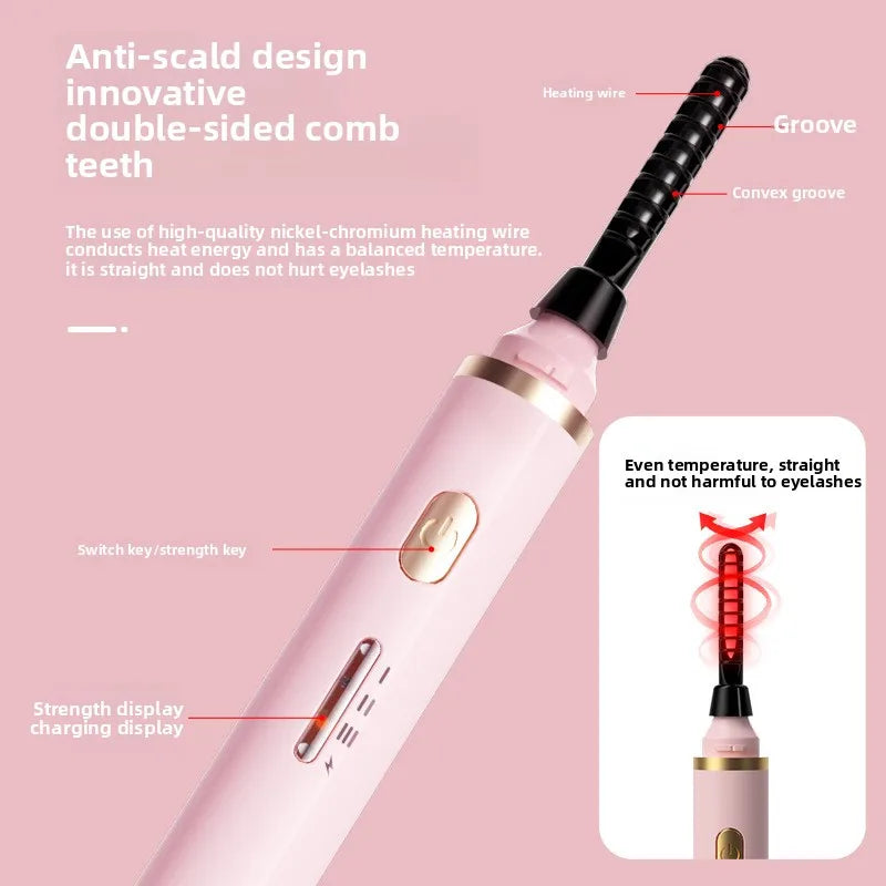 Portable USB‑Rechargeable Heated Eyelash Curler · Quick‑Heat, Long‑Lasting Lift for Women