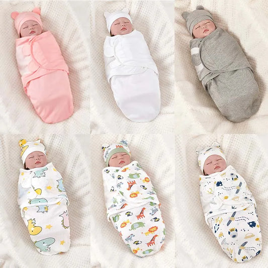 Adjustable Cotton Newborn Sleeping Bag and Swaddle Set: Includes Hat, Anti-Kick Sleepsack, Warm and Soft Blanket