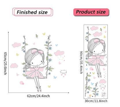 Cartoon Girl Unicorn Vinyl Child Wall Stickers for Baby Room Decoration Bedroom Accessories Furniture Decals Wall Art Room Decor