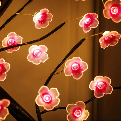 Cherry Blossom LED Table Tree Lamp – USB/Battery Touch‑Switch Bonsai‑Style Night Light Decoration