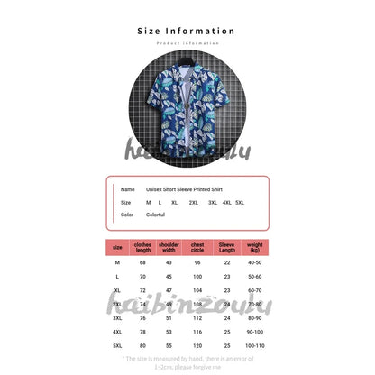 Men's Summer Short Sleeve Printed Shirt Thin Beach Shirt Men's Clothing Turtle Neck Polo  Shirt for Men Casual Top