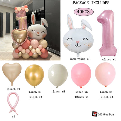 Easter Bunny Balloon with a Number for Kds Celebration