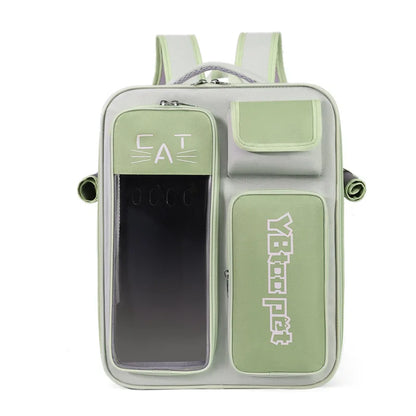 Cat backpack, outing schoolbag, double-shoulder pet bag, cat for travel, dog and cat supplies, transparent large-capacity portab