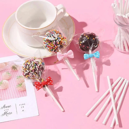 20-1500Pcs Paper Lollipop Sticks Solid Core White for Party Dining Chocolate Sugar Candy Lolly Pop Sucker sticks Cake Pop Stick