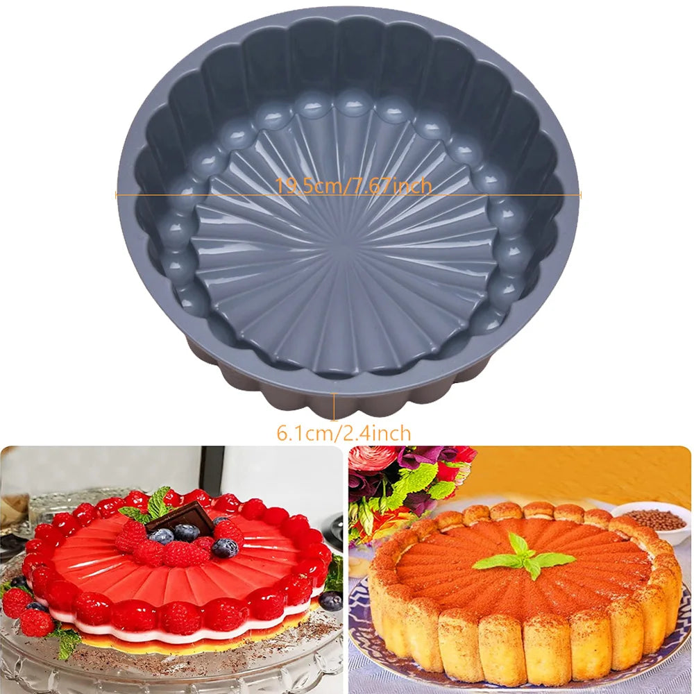 Silicone Cake Pan 10in Air Fryers Oven Baking Tray Round Silicone Cakes Pan Sponge Flan Mold Shortcake Baking Pan Silicone Molds