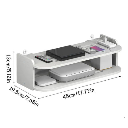 Wifi Hanging Shelf Router Power Strip Multi Outlet TV Set Top Box Cable Hiden Floating Rack Wall Mount Holder Storage Organizer