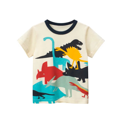 2-8 Years Summer Children Boys T-shirts Cartoon Printed Letter Baby Boy Short Sleeve Tops Kids T Shirts Toddler Clothes