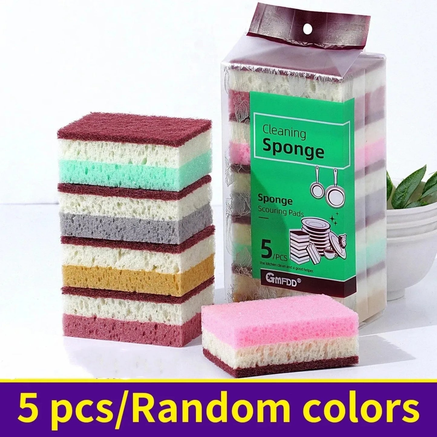 5PCS/10PCS - Kitchen cleaning sponge, dishwashing towel, scrubbing pad, tableware scratch resistant scrubbing sponge