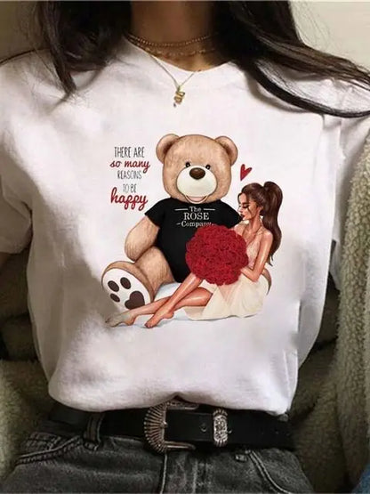 Maycaur Hot Sales Printed Female Tshirt Women Fashion Graphic Printed T-Shirt Harajuku Korean Style Short Sleeves Clothes Female