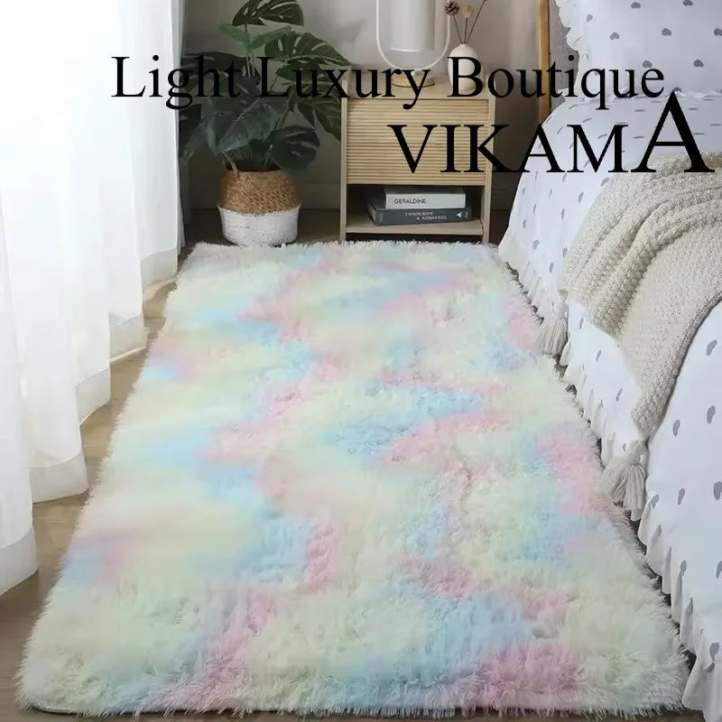 40*60CM Silk Wool Rug Tie-Dye Cushion Washable Dirt Resistant Carpet