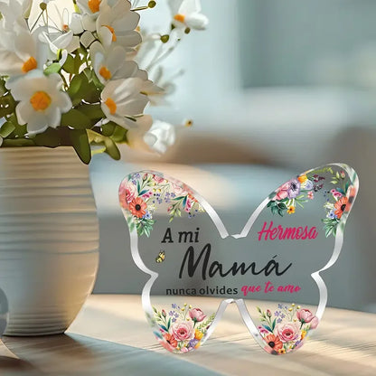 Spanish Mom Acrylic Butterfly Plaque – Mother’s Day & Birthday Desk Keepsake