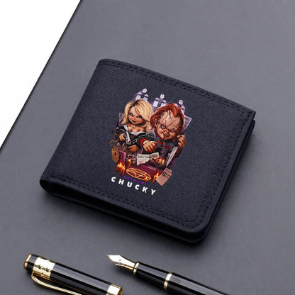 Child's Play Chucky Canvas Men Wallet Black/blue/gray Card Holder Male Money Bag bank Holder Short Purse Credit Card Case Bag