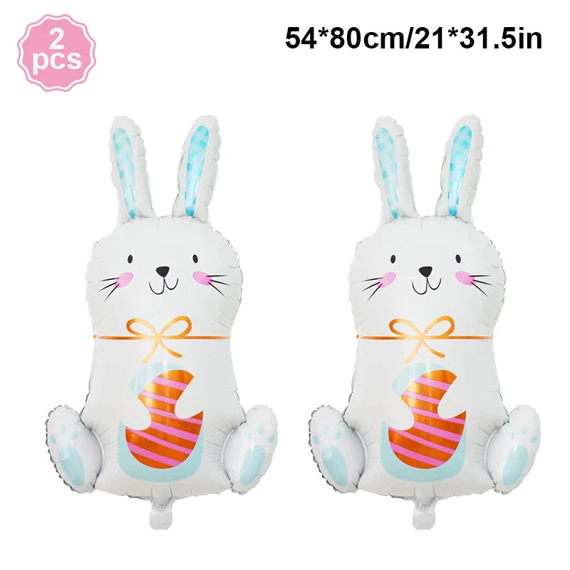 Easter Bunny Foil Balloon Cute Rabbit Chicken Egg Cartoon Carrot Foil Balloon Kids Happy Easter Gift Girl Baby Shower Decoration
