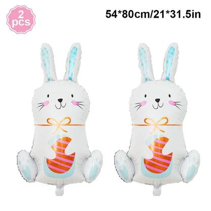 Easter Bunny Foil Balloon Cute Rabbit Chicken Egg Cartoon Carrot Foil Balloon Kids Happy Easter Gift Girl Baby Shower Decoration