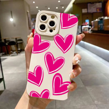 Love Heart Soft Silicone Phone Case For iPhone 16 15 14 Pro Max Plus 11 12 13 Pro Plus X XS XR Shockproof Cover