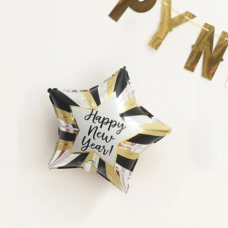 2026 New Year Foil Ballons Happy New Year Letter Banner Garland Party Decorations New Year Wine Bottle Star Round Photo Props