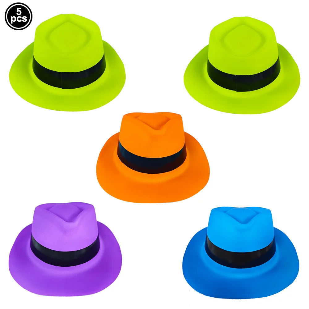 UV Neon Glow Party Hats – Blacklight Fluorescent Plastic Hats for Kids & Adults
