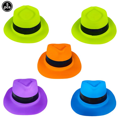 UV Neon Glow Party Hats – Blacklight Fluorescent Plastic Hats for Kids & Adults