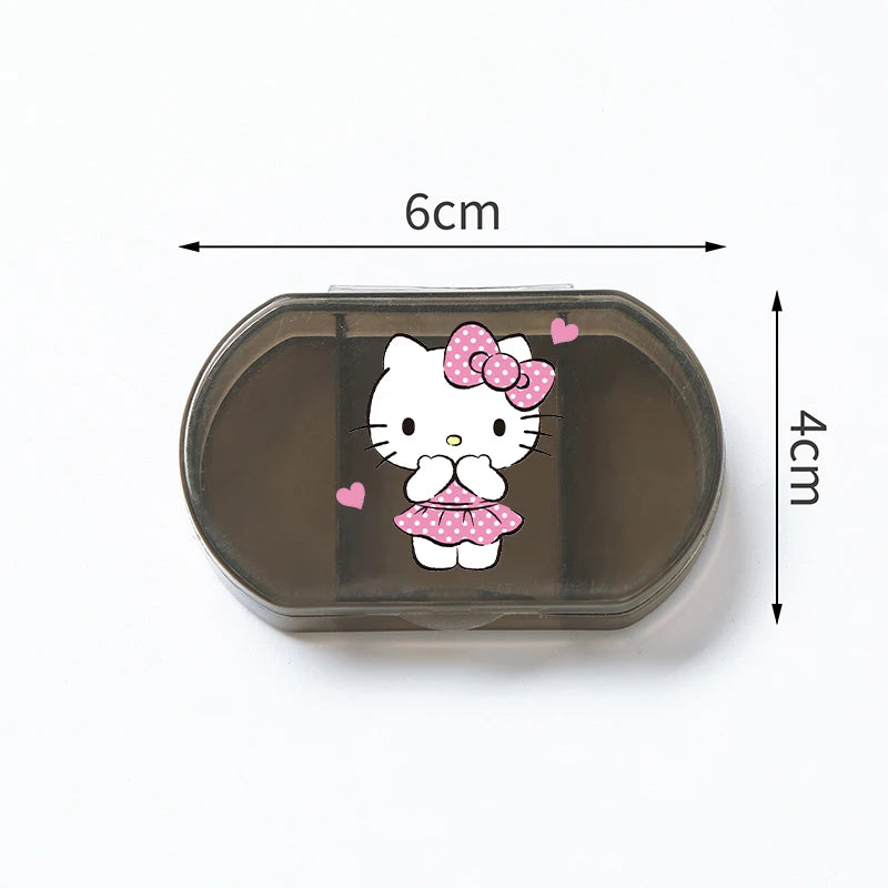 Cartoon Hello Kitty My Melody Plastic Pill Box Mini Tablet Case Anime Kawaii Portable Travel Medicines Storage Case Container