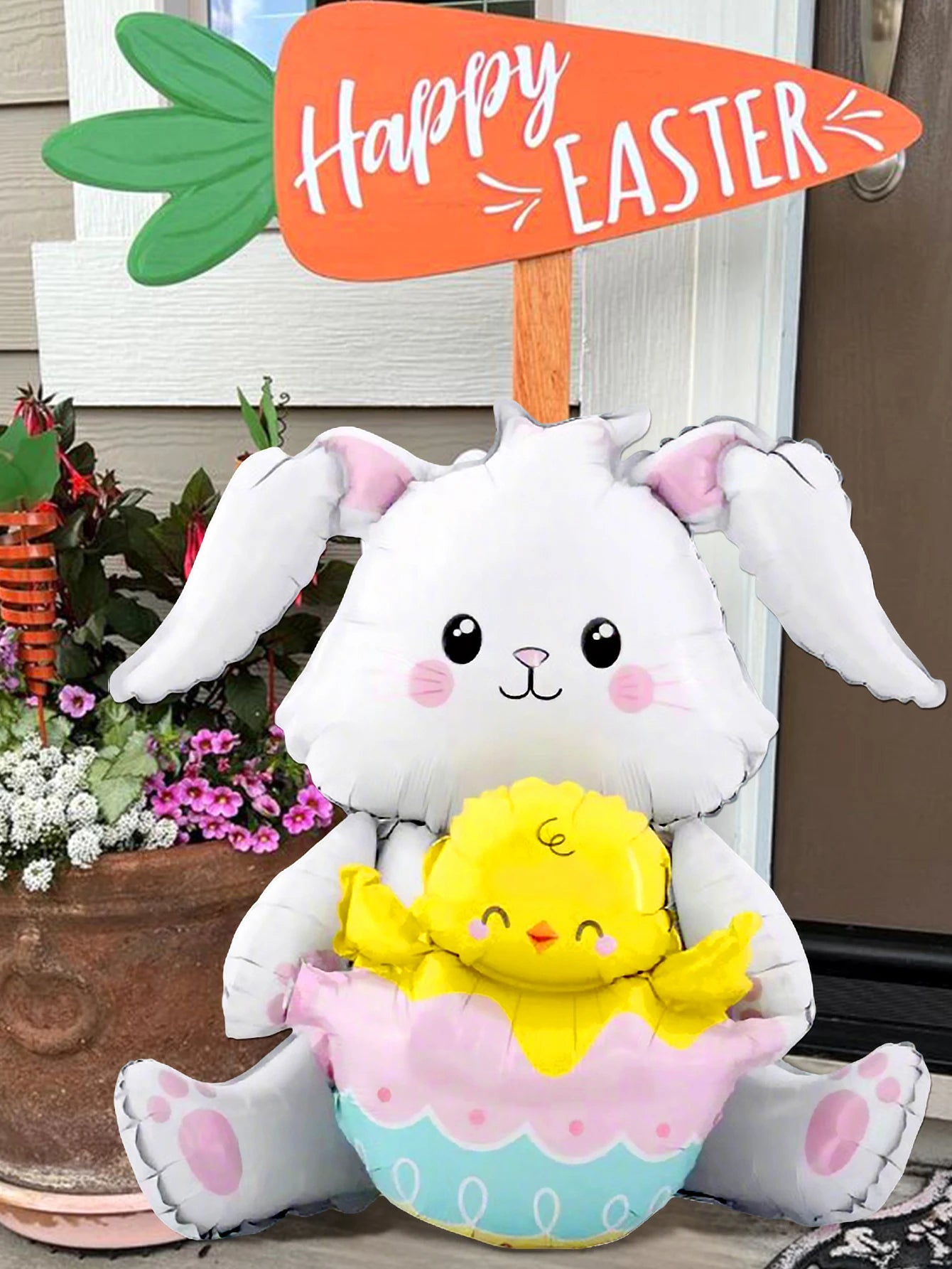 1/2pcs Easter sitting/standing rabbit holding egg balloons, suitable for Easter themes, home decoration, birthday decoration
