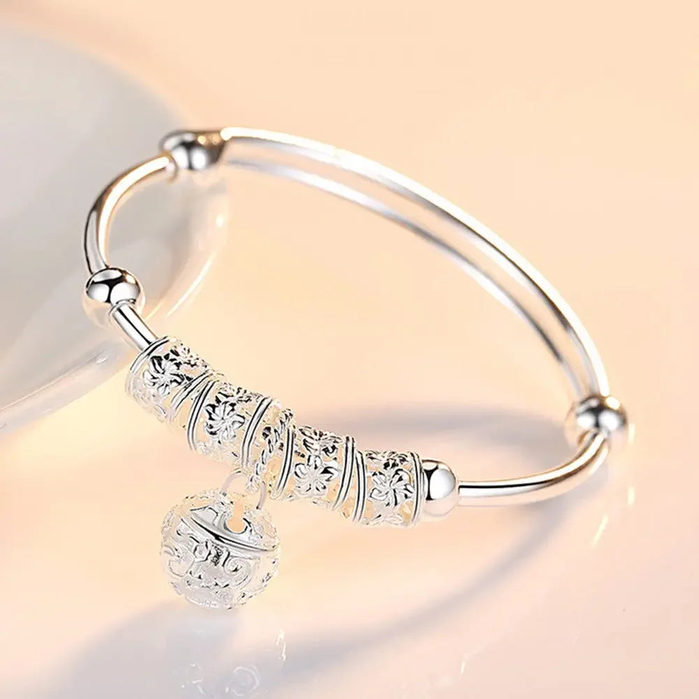 Trendy 925 Sterling Silver Bangles Bracelet Charms