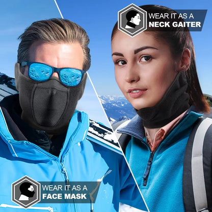 Fleece Thermal Neck Warmer with Ear Cover: Winter Scarf, Mask, and Bandana for Men and Women - Ideal for Skiing, Cycling, Snowboarding, and Hiking