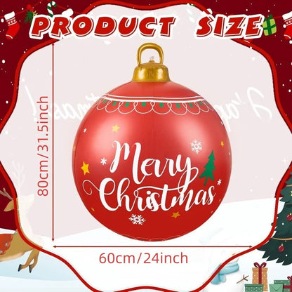 32 Inch Giant PVC Inflatable Christmas Ball Ornaments Outdoor Large Xmas Blow Ball Decorations for Christmas Party Ornaments