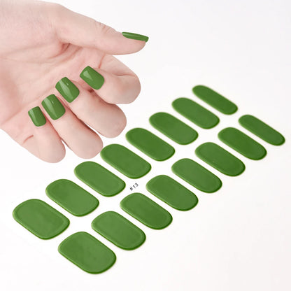 16‑Piece Semi‑Cured Gel Nail Wrap Set – French Pure Color UV Gel Polish Strips, Long‑Wear Nail Extension Decals