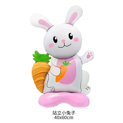 Cute Cartoon White Bunny Aluminum Foil Balloons Rabbit Happy Easter Party Decoration Supplies Children Favor Birthday Party Gift