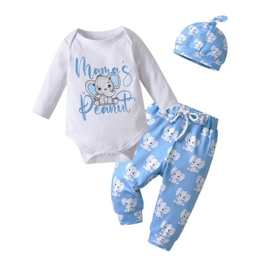 3PCS infant/Newborn Baby Boy Clothes Set Romper Top + Pants + Cap Casual  Outfit