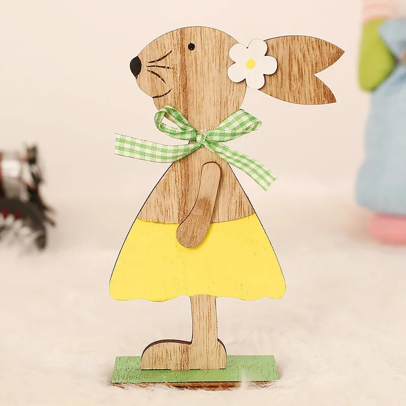 Wooden Easter Standing Rabbit – Spring Table Ornament Decor