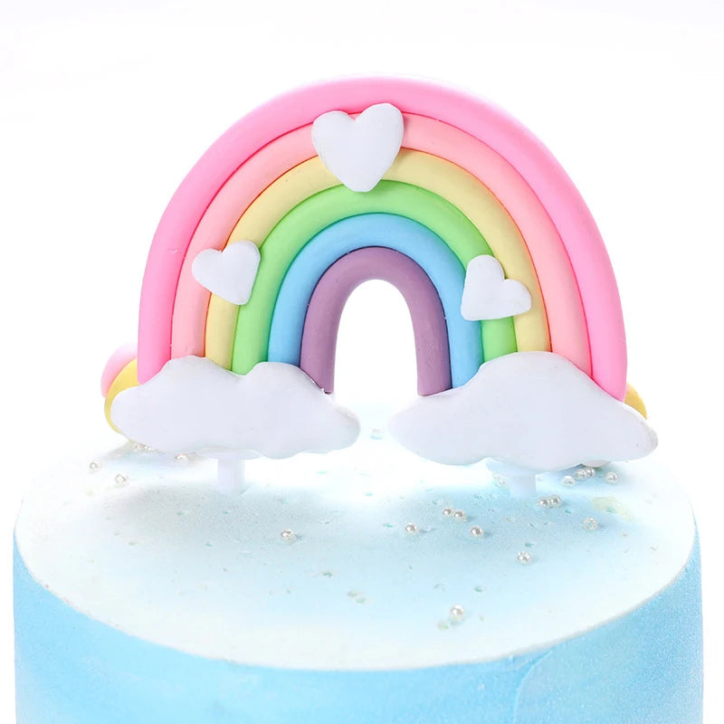 Smiling Face Cloud Rainbow Cake Topper Birthday Cake Baby Shower Kids Christening Birthday Party Wedding Cake Topper Decoratings