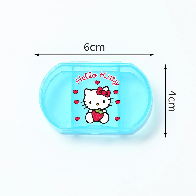 Cartoon Hello Kitty My Melody Plastic Pill Box Mini Tablet Case Anime Kawaii Portable Travel Medicines Storage Case Container