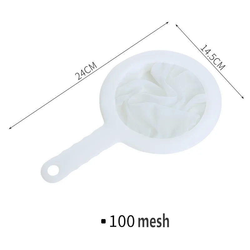 Ultra‑Fine Nylon Mesh Strainer – Washable 100/200/400 Mesh Filter for Soy Milk, Juice, Coffee & Tea